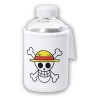 BIDON CRISTAL CON FUNDA SOFT SHELL LOGO ONE PIECE CALAVERA PIRATAS LUFFY tapon seguridad botella