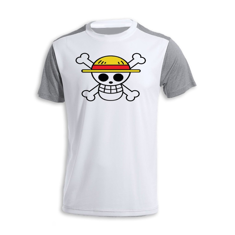 CAMISETA DISEÑO BICOLOR LOGO ONE PIECE CALAVERA PIRATAS LUFFY personalizada