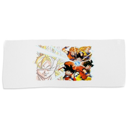 TOALLA GIMNASIO GYM ABSORBENTE SON GOKU DRAGON BALL SUPER SAIJAJIN TRASFORMACIONES suave con bolsita