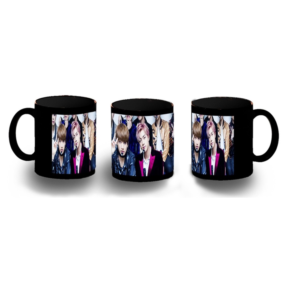 TAZA COMPLETAMENTE NEGRA BTS BOY WITH LUV KPOP IDOL MNET personalizada