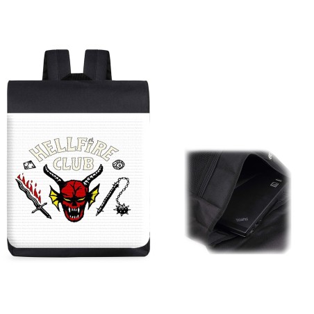 PACK MOCHILA Y ESTUCHE hellfire club fuego infernal grupo rol material escolar