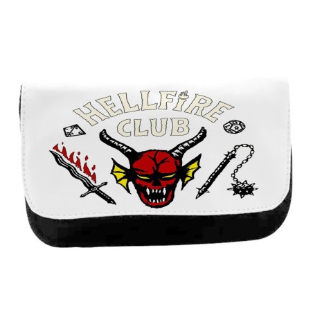 ESTUCHE NECESER DE LONA hellfire club fuego infernal grupo rol unisex negro monedero billetera