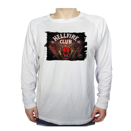 CAMISETA MANGA LARGA club fuego infernal rol hellfire dados juego mesa personalizada