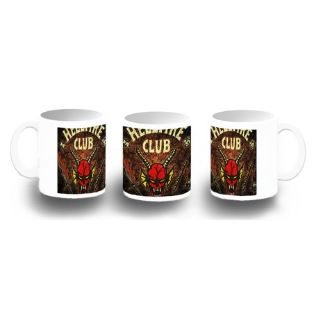 TAZA FOTOLUMINISCENTE club fuego infernal rol hellfire dados juego mesa BRILLA OSCURIDAD