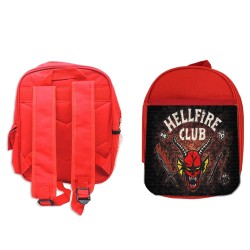 MOCHILA ROJA club fuego infernal rol hellfire dados juego mesa escolar personalizado