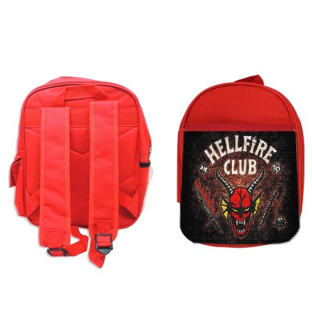 MOCHILA ROJA club fuego infernal rol hellfire dados juego mesa escolar personalizado