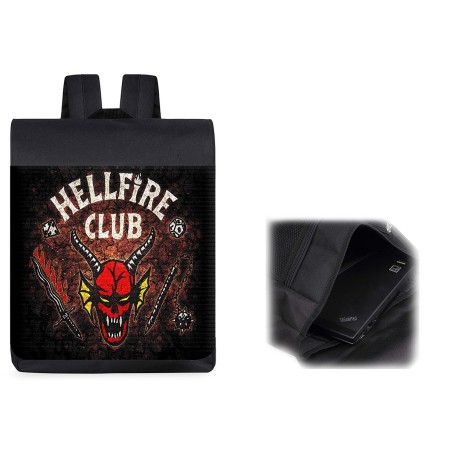 PACK MOCHILA Y ESTUCHE club fuego infernal rol hellfire dados juego mesa material escolar