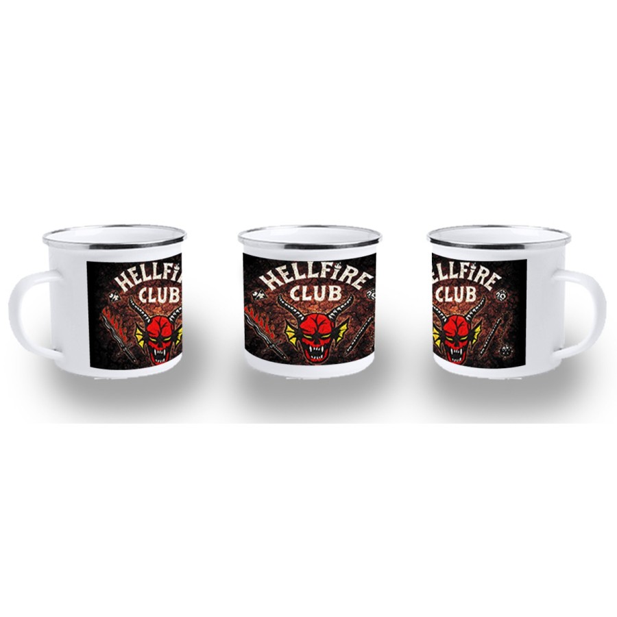 TAZA METALICA club fuego infernal rol hellfire dados juego mesa metal personalizada