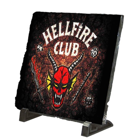 PLACA PIZARRA club fuego infernal rol hellfire dados juego mesa portafotos portafoto