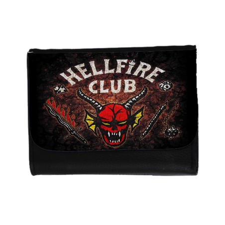 BILLETERA BILLETERO club fuego infernal rol hellfire dados juego mesa unisex negro monedero