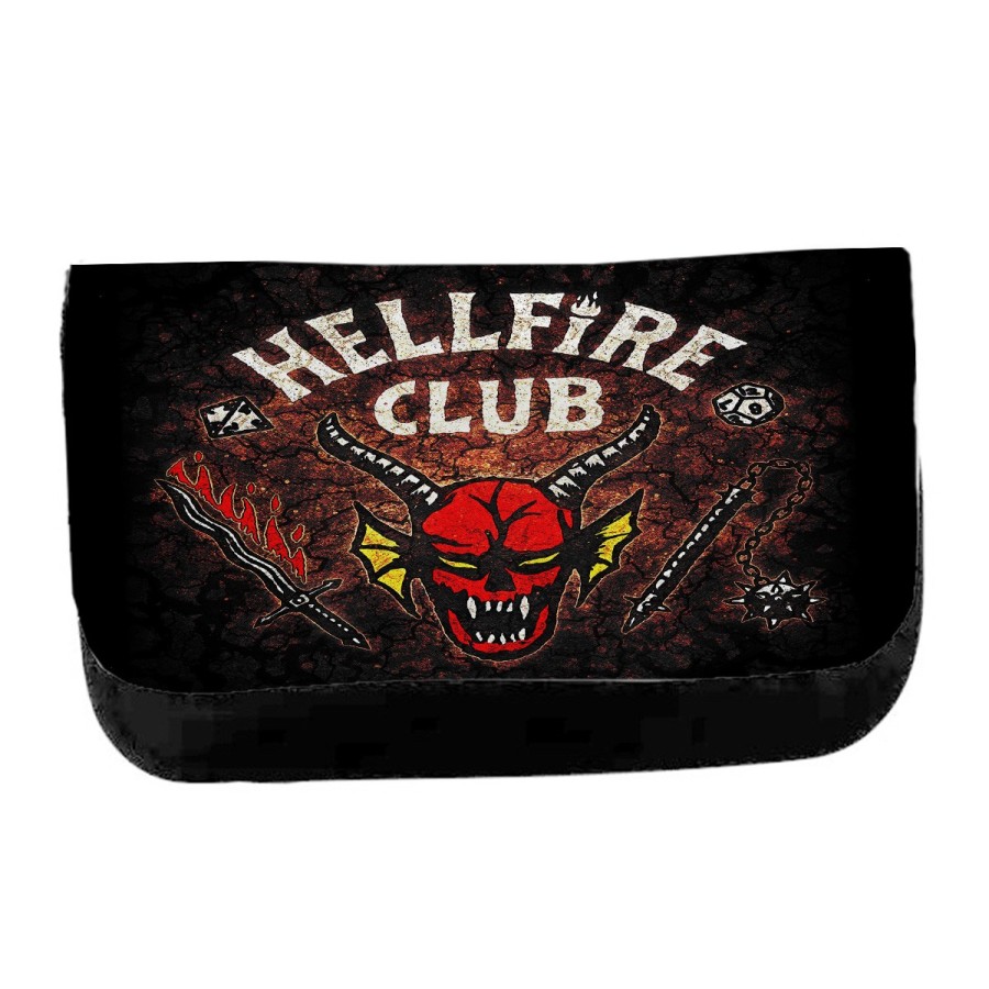 ESTUCHE NECESER DE LONA club fuego infernal rol hellfire dados juego mesa unisex negro monedero billetera