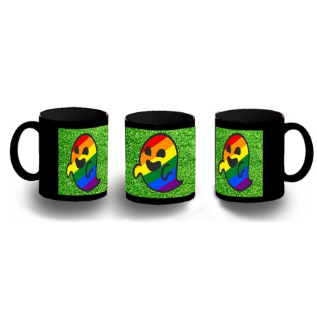 TAZA COMPLETAMENTE NEGRA GAYSPER FANTASMA ORGULLO GAY MEME personalizada