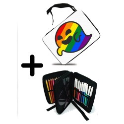 PACK MOCHILA Y ESTUCHE GAYSPER FANTASMA ORGULLO GAY MEME material escolar