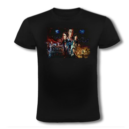 CAMISETA NEGRA raras cosas mundo reves miedo terror accion moda verano personalizada