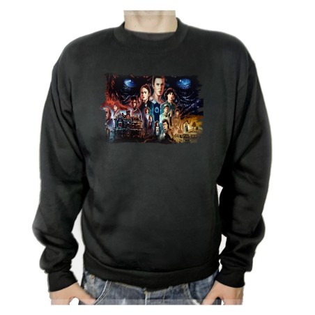 SUDADERA NEGRA raras cosas mundo reves miedo terror accion adulto poliester algodón personalizada