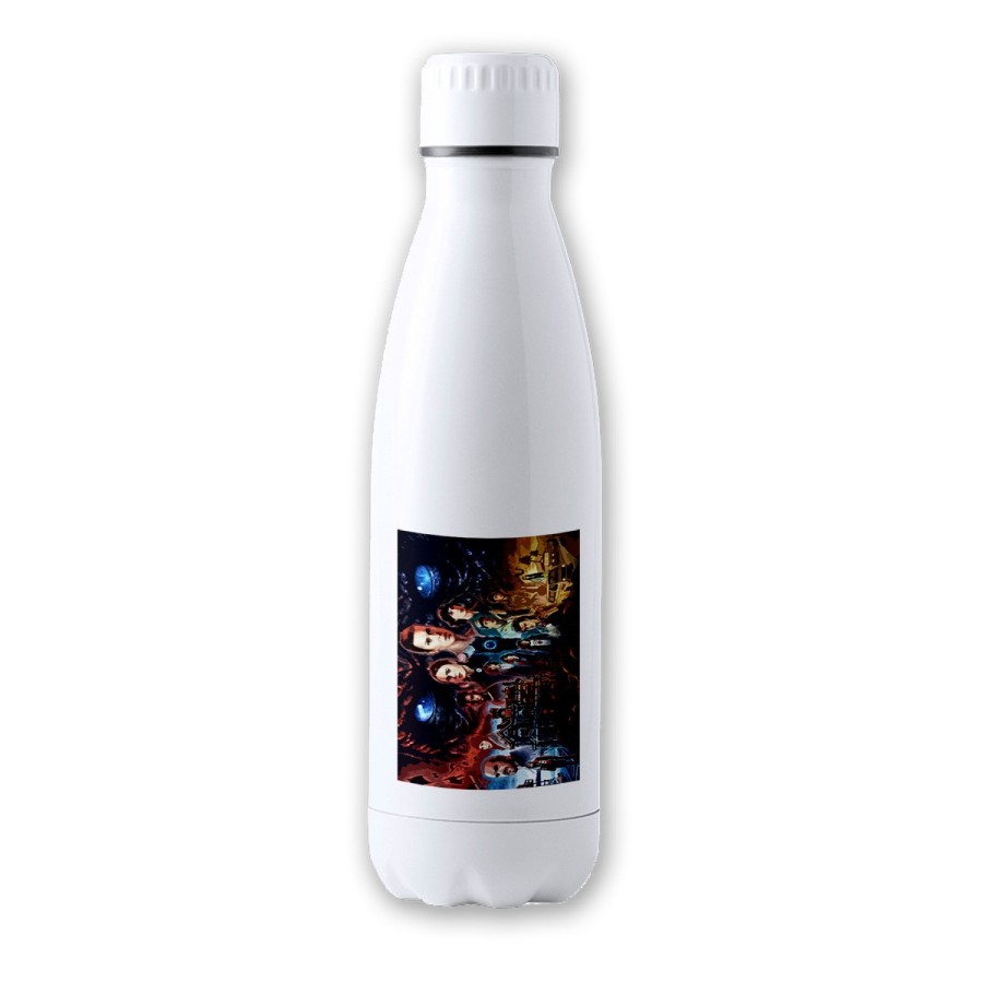 BIDON 700 ML ACERO INOXIDABLE raras cosas mundo reves miedo terror accion tapon seguridad botella