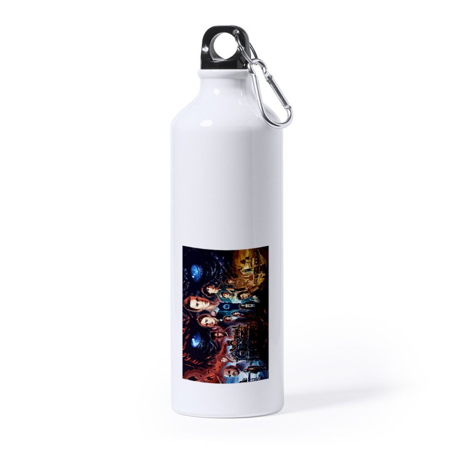 BIDON GRANDE 800 ML ACERO INOXIDABLE raras cosas mundo reves miedo terror accion deporte deportivo mosqueton botella