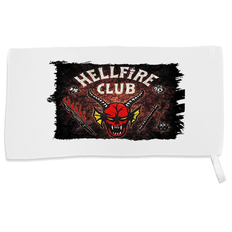 TOALLA GIMNASIO GYM ABSORBENTE club fuego infernal rol hellfire dados juego mesa suave con bolsita