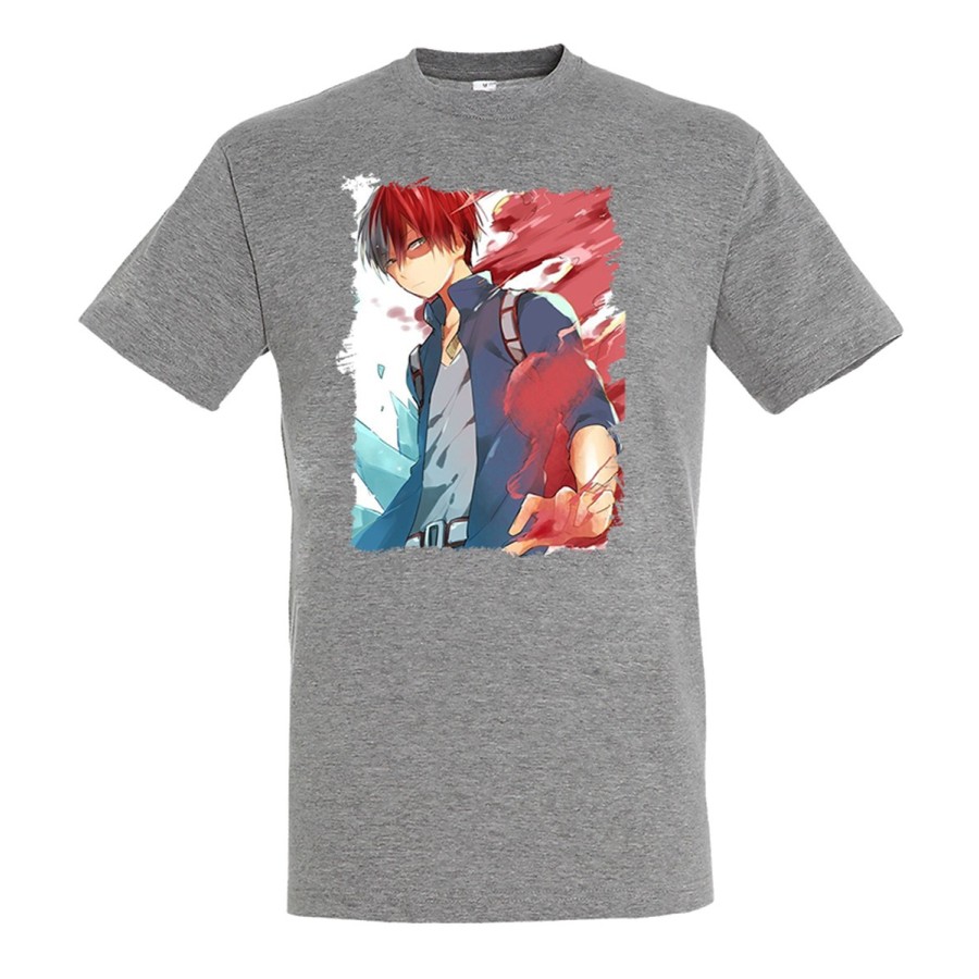 CAMISETA GRIS MEZCLA MY HERO ACADEMIA KISHOTO moda verano personalizada