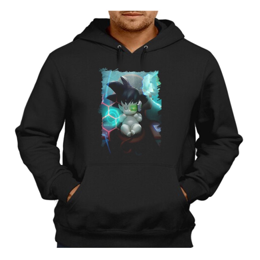 SUDADERA NEGRA CON CAPUCHA goku bebe bola de dragon z adulto poliester algodón personalizada