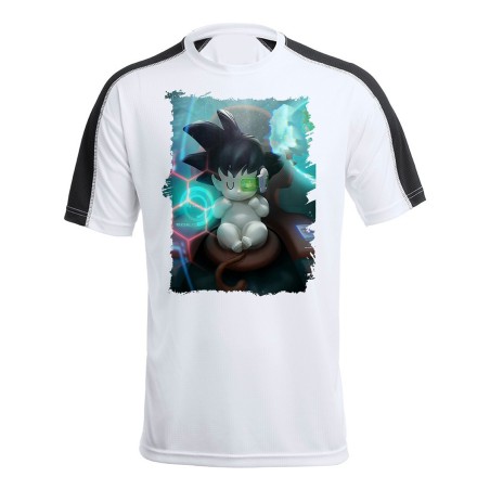 CAMISETA TÉCNICA FRANJA MANGAS NEGRA goku bebe bola de dragon z personalizada