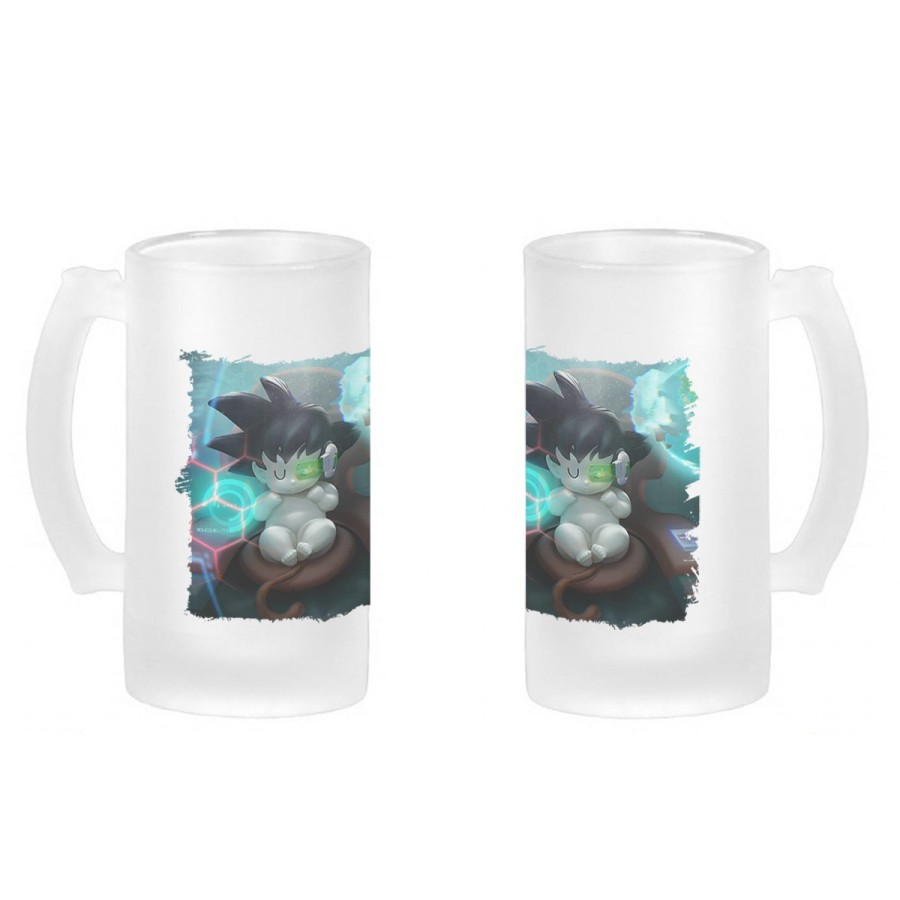 JARRA CERVEZA CRISTAL goku bebe bola de dragon z esmerilada esmerilado 500ml