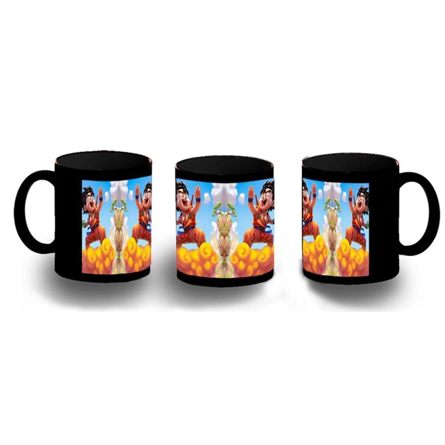 TAZA COMPLETAMENTE NEGRA GOKU CHICO BOLA DE DRAGON NUBE personalizada