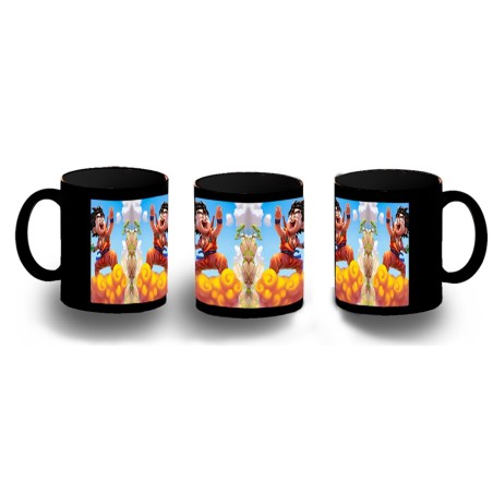 TAZA COMPLETAMENTE NEGRA GOKU CHICO BOLA DE DRAGON NUBE personalizada