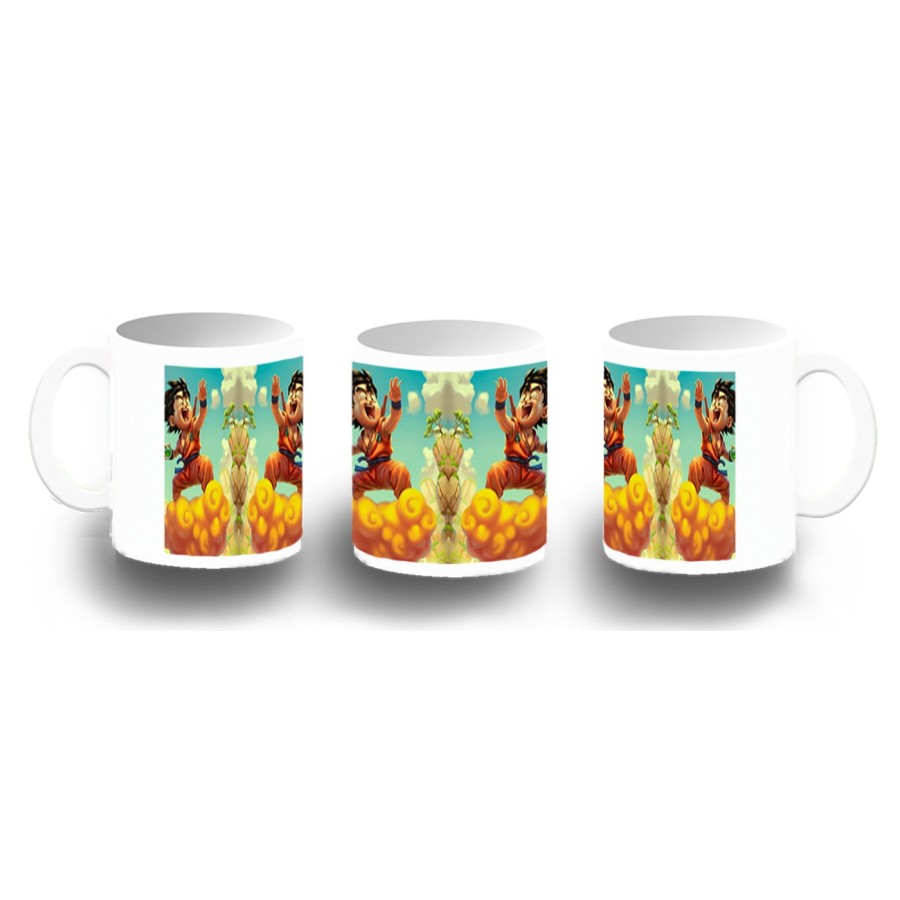 TAZA FOTOLUMINISCENTE GOKU CHICO BOLA DE DRAGON NUBE BRILLA OSCURIDAD