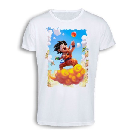 CAMISETA TACTO ALGODÓN GOKU CHICO BOLA DE DRAGON NUBE cómoda personalizada