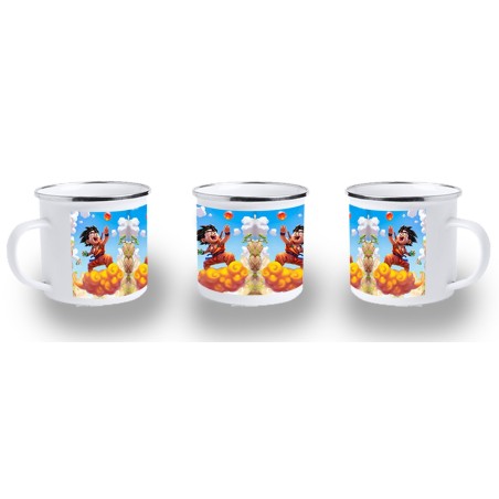 TAZA METALICA GOKU CHICO BOLA DE DRAGON NUBE metal personalizada