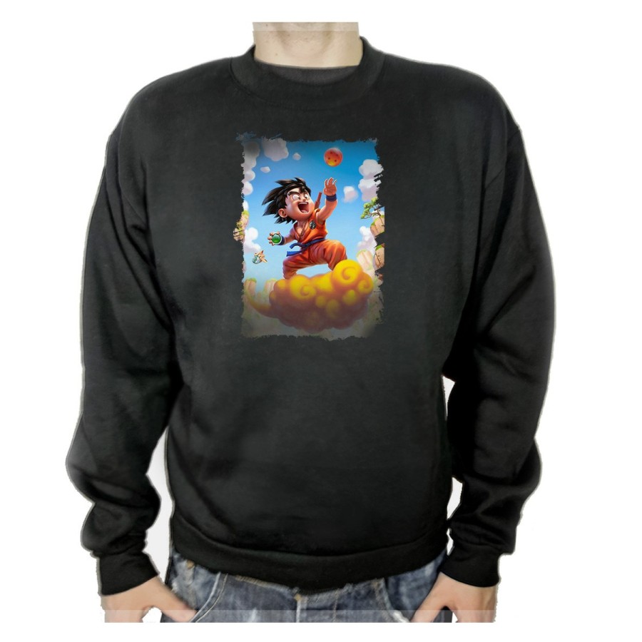 SUDADERA NEGRA GOKU CHICO BOLA DE DRAGON NUBE adulto poliester algodón personalizada