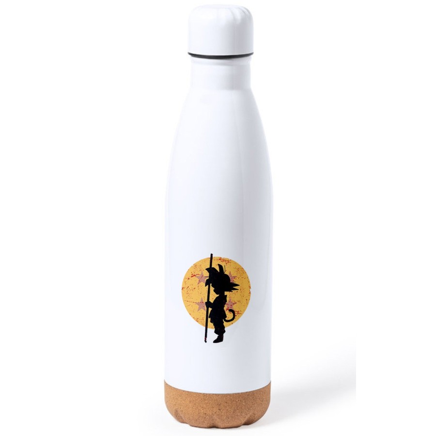 BIDON 750 ML ACERO INOXIDABLE ADORNO DE CORCHO bola de dragon goku chico pequeño tapon botella