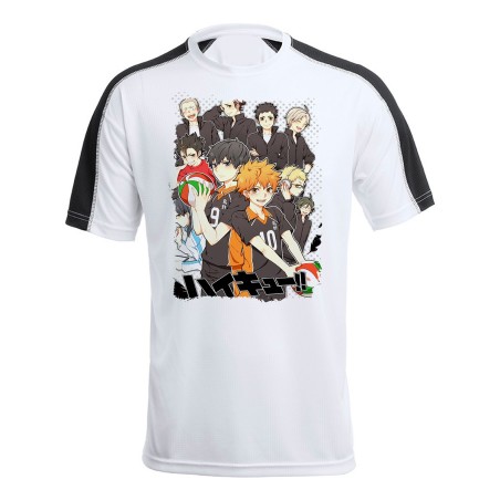 CAMISETA TÉCNICA FRANJA MANGAS NEGRA HAIKYUU TO THE TOP personalizada