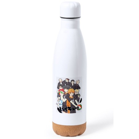 BIDON 750 ML ACERO INOXIDABLE ADORNO DE CORCHO HAIKYUU TO THE TOP tapon botella