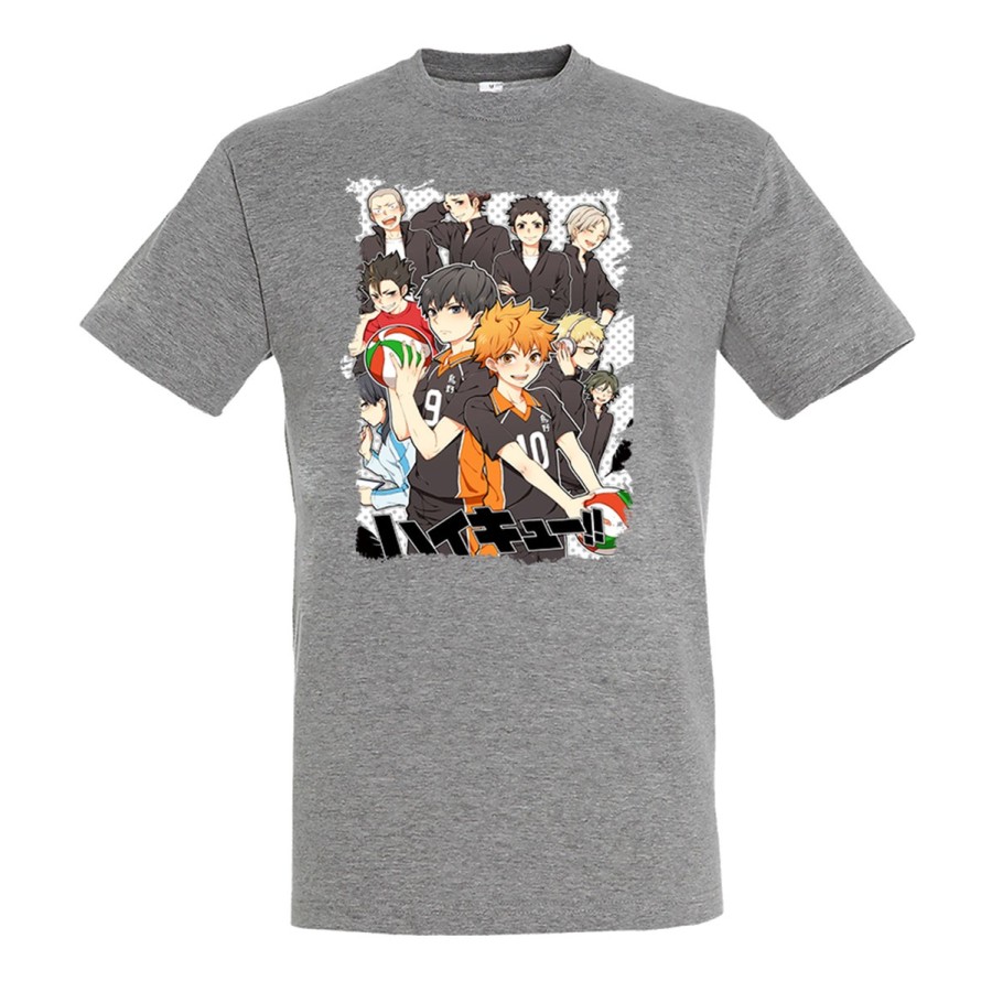 CAMISETA GRIS MEZCLA HAIKYUU TO THE TOP moda verano personalizada