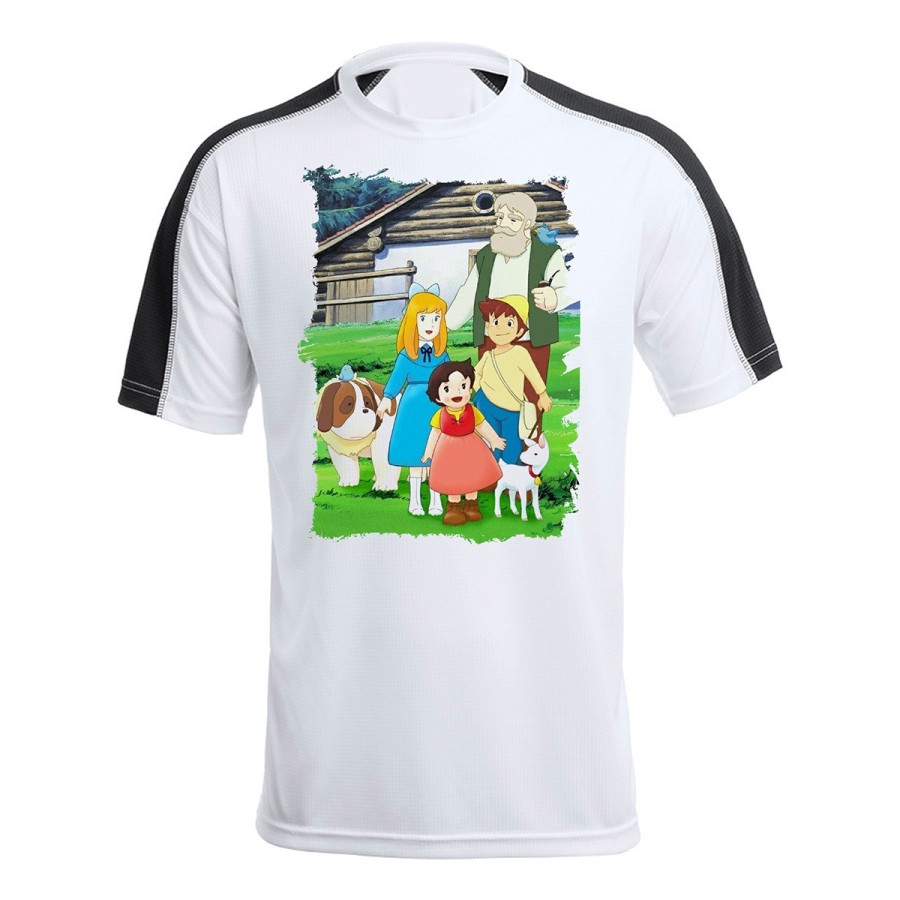 CAMISETA TÉCNICA FRANJA MANGAS NEGRA SERIE ANTIGUA DE HEIDI ANIME personalizada