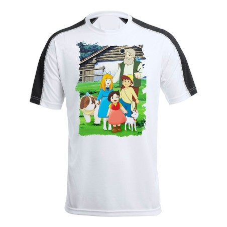 CAMISETA TÉCNICA FRANJA MANGAS NEGRA SERIE ANTIGUA DE HEIDI ANIME personalizada