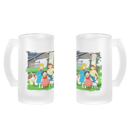 JARRA CERVEZA CRISTAL SERIE ANTIGUA DE HEIDI ANIME esmerilada esmerilado 500ml