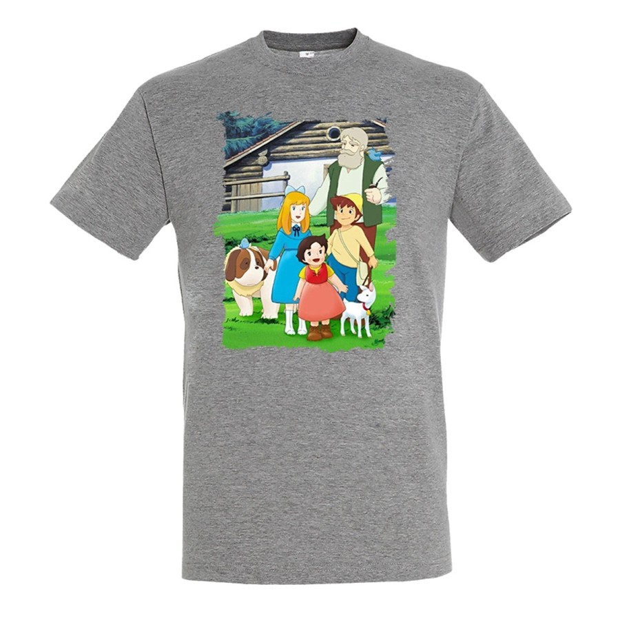 CAMISETA GRIS MEZCLA SERIE ANTIGUA DE HEIDI ANIME moda verano personalizada