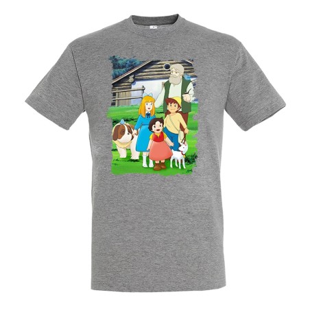 CAMISETA GRIS MEZCLA SERIE ANTIGUA DE HEIDI ANIME moda verano personalizada