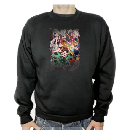 SUDADERA NEGRA Kimetsu no Yaiba Distrito rojo adulto poliester algodón personalizada