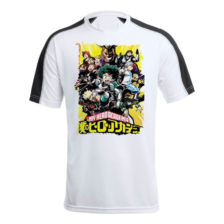 CAMISETA TÉCNICA FRANJA MANGAS NEGRA boku no hero academia my hero academia personalizada