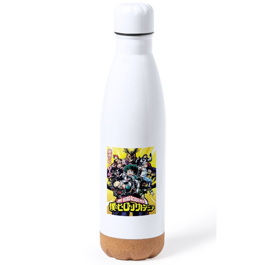 BIDON 750 ML ACERO INOXIDABLE ADORNO DE CORCHO boku no hero academia my hero academia tapon botella