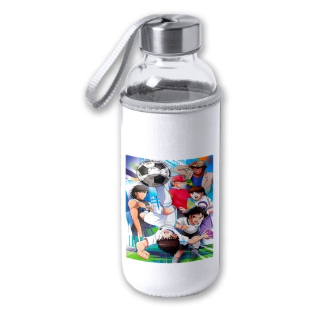 BIDON DE 420 ML CON FUNDA DE NEOPRENO Oliver y Benji capitan Tsubasa tapon seguridad