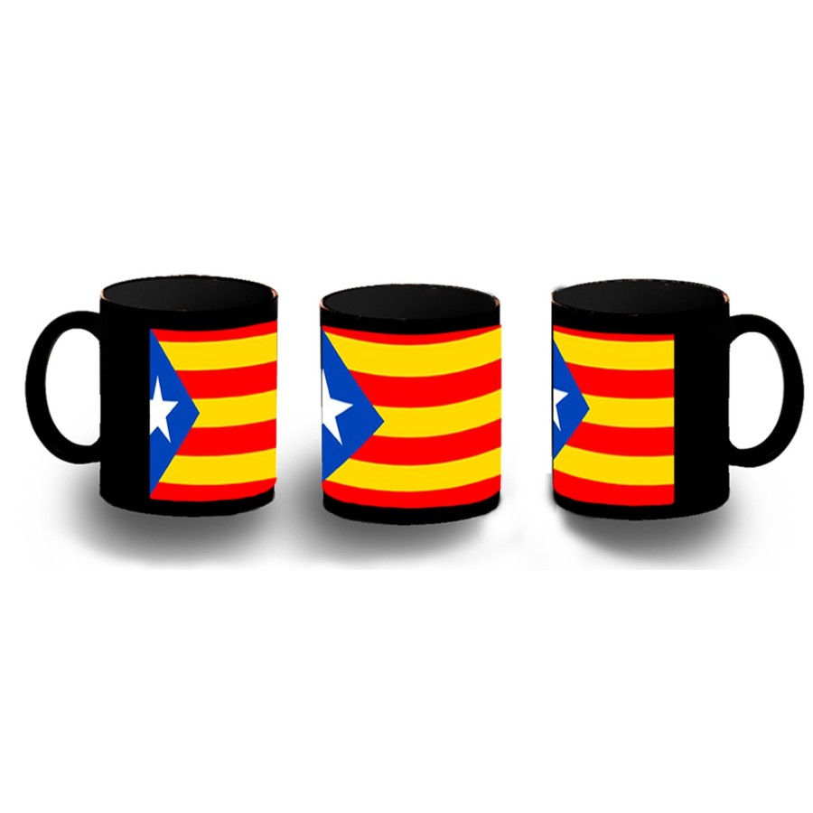 TAZA COMPLETAMENTE NEGRA CATALUÑA BANDERA EMBLEMA LOGO personalizada