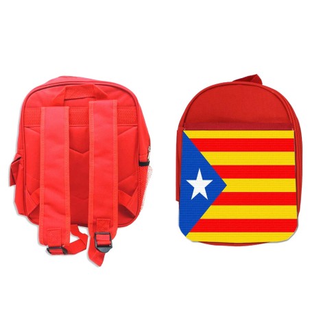 MOCHILA ROJA CATALUÑA BANDERA EMBLEMA LOGO escolar personalizado