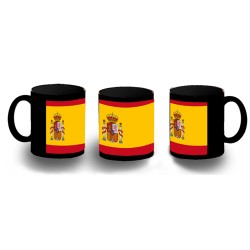 TAZA COMPLETAMENTE NEGRA BANDERA ESPAÑA PAIS CONSTITUCION personalizada