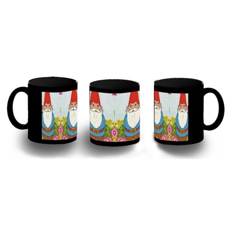 TAZA COMPLETAMENTE NEGRA DAVID EL GNOMO SERIE DIBUJOS NOMO RETRO personalizada