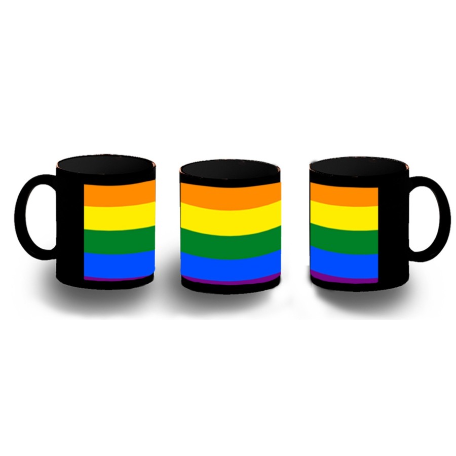 TAZA COMPLETAMENTE NEGRA BANDERA DIA ORGULLO GAY personalizada